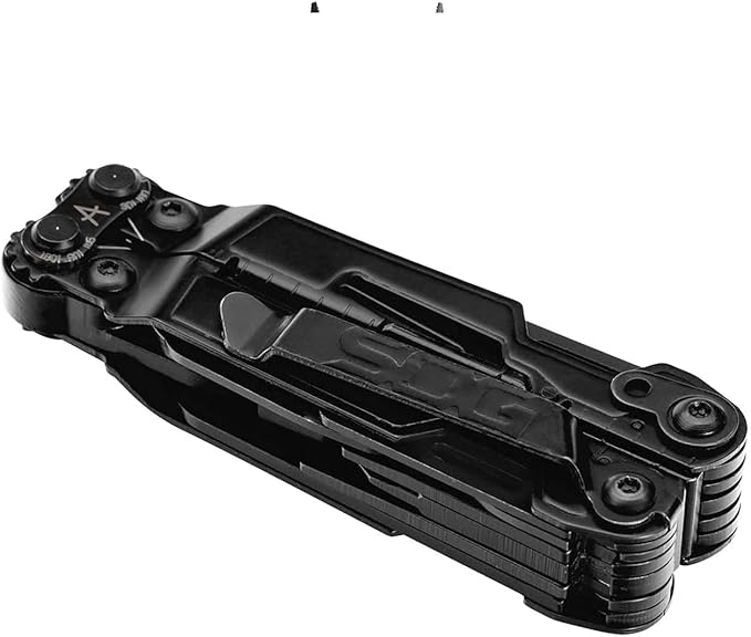 SOG PowerPint Mini Compact Stainless Steel Multi-Tool, 18 Lightweight Specialty Tools & SOG Multitool Pliers Pocket Knife, Black