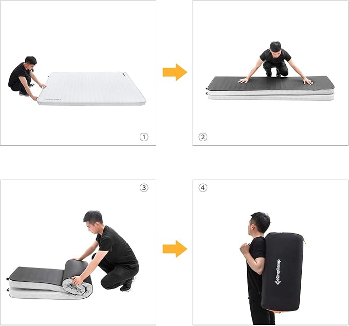 KingCamp Self Inflating Sleeping Pad for Camping Ultra Thick Double Single Foam Mattress High R Value Camping Air Pad Mat, Multi Colors & Sizes