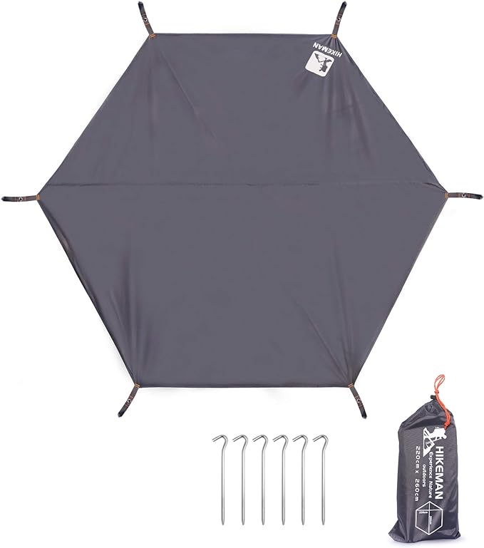HIKEMAN Hexagonal Tent Footprint,1-4 Person Ultralight Waterproof Tent Tarp Ground Sheet Mat with 6 Tent Stakes for Camping Hiking Picnic Backpacking