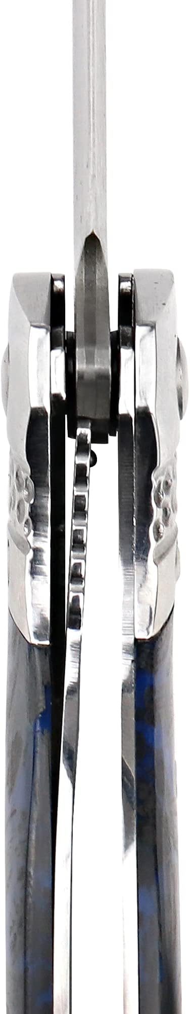 ALBATROSS HGDK028 EDC Sharp Mordern Damascus Folding Pocket Knife with Blue Fluorescent Carbon Handle,Ball Bearing Assisted Opening Knives with Liner Lock Tail rope，Gifts/Collections