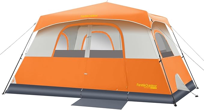 FanttikOutdoor Camping Tent 4/6/8/10 Person Instant Cabin Tent Setup in 60 Seconds with Rainfly & Windproof Portable with Carry Bag for Family Camping & Hiking