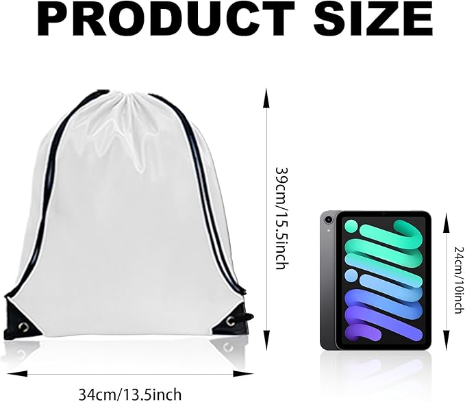 GoodtoU Drawstring Backpacks, Drawstring Bags Nylon Backpack Draw String Back Bag Bulk Cinch Sack Drawstring Gym Bag drawstring Backpack for Sport, Traveling, Team (White, 48Pcs)