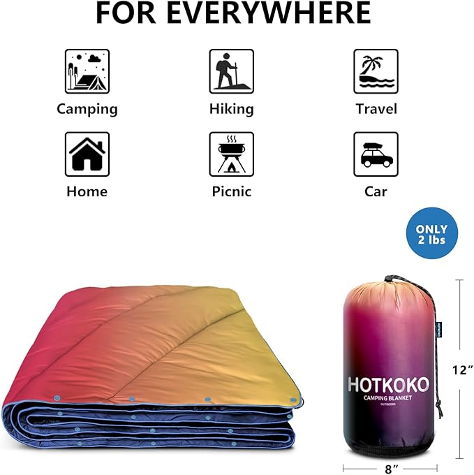Camping Blanket,Packable Down Alternative Puffy Printed Camping Blanket Lightweight Outdoor Blanket for Camping,Traveling, Stadium, Hiking, Picnics
