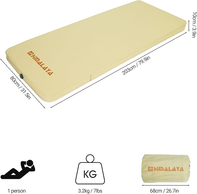 Self Inflating Sleeping Pad - 3.9" Thick Memory Foam - 4 Seasons Portable Lightweight Sleeping Mats for Camping Camping Mattress Pad for Backpacking Hiking Camping Essentials (Single)