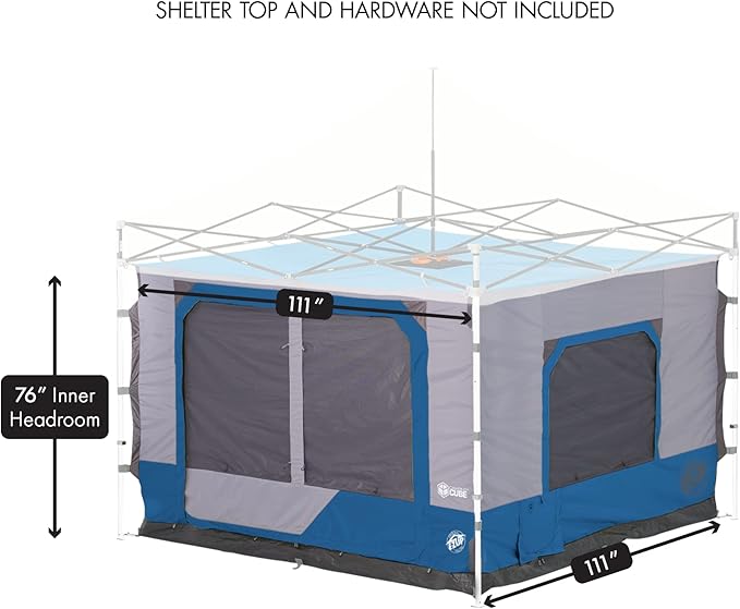 E-Z UP Camping Cube 6.4, Converts 10' Straight Leg Canopy into Camping Tent, Royal Blue (Canopy/Shelter NOT Included)