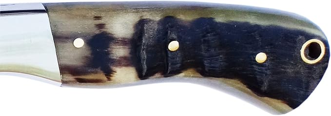 Nooraki HK-79 Handmade Damascus Skinner Hunting Knife 224 Layers Horn Handle with Leather Sheath Full Tang (9 inches, Ram Horn Handle)