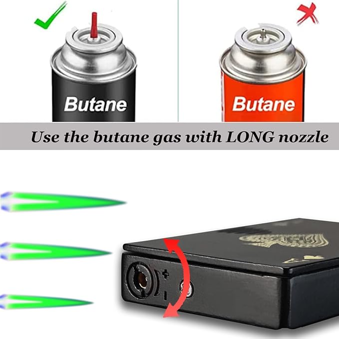 Jet Torch Lighter, Refillable Butane Playing Card Lighter, Exquisite Packaging, Windproof Lighters, Cool Lighter for Men, Candle, Camping, Birthday. (Butane Not Included) (1, Gold Joker)
