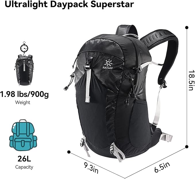 KAILAS Hurricane 20L 26L Hiking Backpack Lightweight Trekking Daypack Small Backpacks for Traveling Camping Outdoor