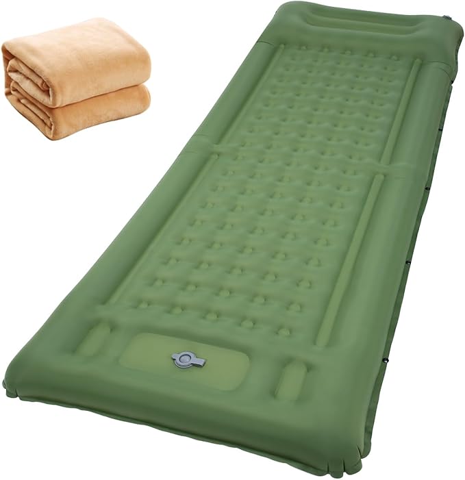 Self Inflating Sleeping Pad for Camping, 77"x 28"x 5" Extra Thick Ultralight Sleeping Mat with Built-in Pump, Air Mattresses for Camping Backpacking Hiking Tent(Green)