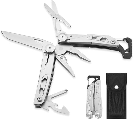 Multitool 11 in 1 Multi Function Pliers Folding Pocket Tool with Sheath Camo Portable Durable Stainless Steel Outdoor Tool,Durable and Lightweight EDC Gifts for Men Grandpa Husband