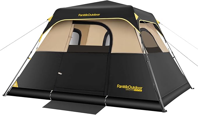 FanttikOutdoor Camping Tent 4/6/8/10 Person Instant Cabin Tent Setup in 60 Seconds with Rainfly & Windproof Portable with Carry Bag for Family Camping & Hiking