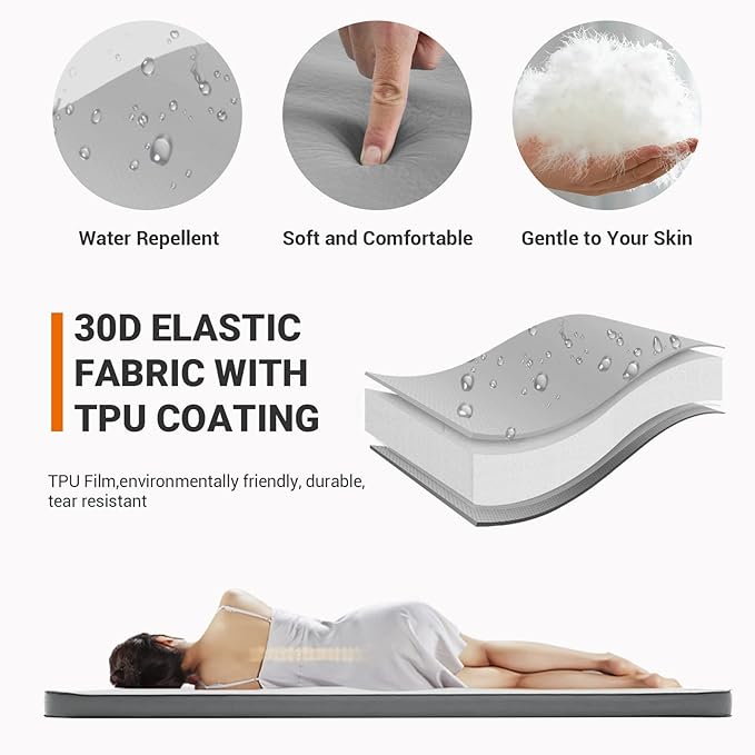 KingCamp Double Self Inflating Sleeping Pad with R Value 9.5, Camping Foam Air Mattress, Portable 3 Inch Large Thick for 2 Person, 79.1'' x 50.3'' x 3.0, Grey