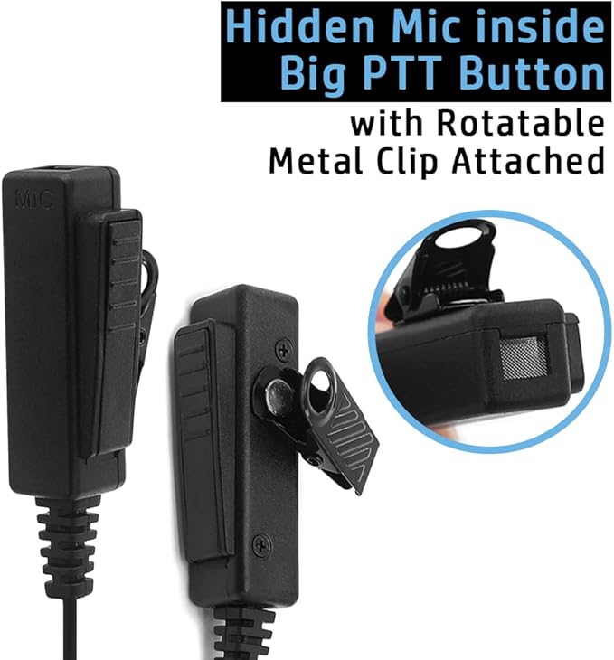 Headset Earpiece for HYT Hytera Radio BD502 BD502i BD552i PD402i PD482i PD502 PD562 TC-508 TC-626 HYT850 Power446 Walkie Talkie Acoustic Tube & Big PTT 2-pin with Screw