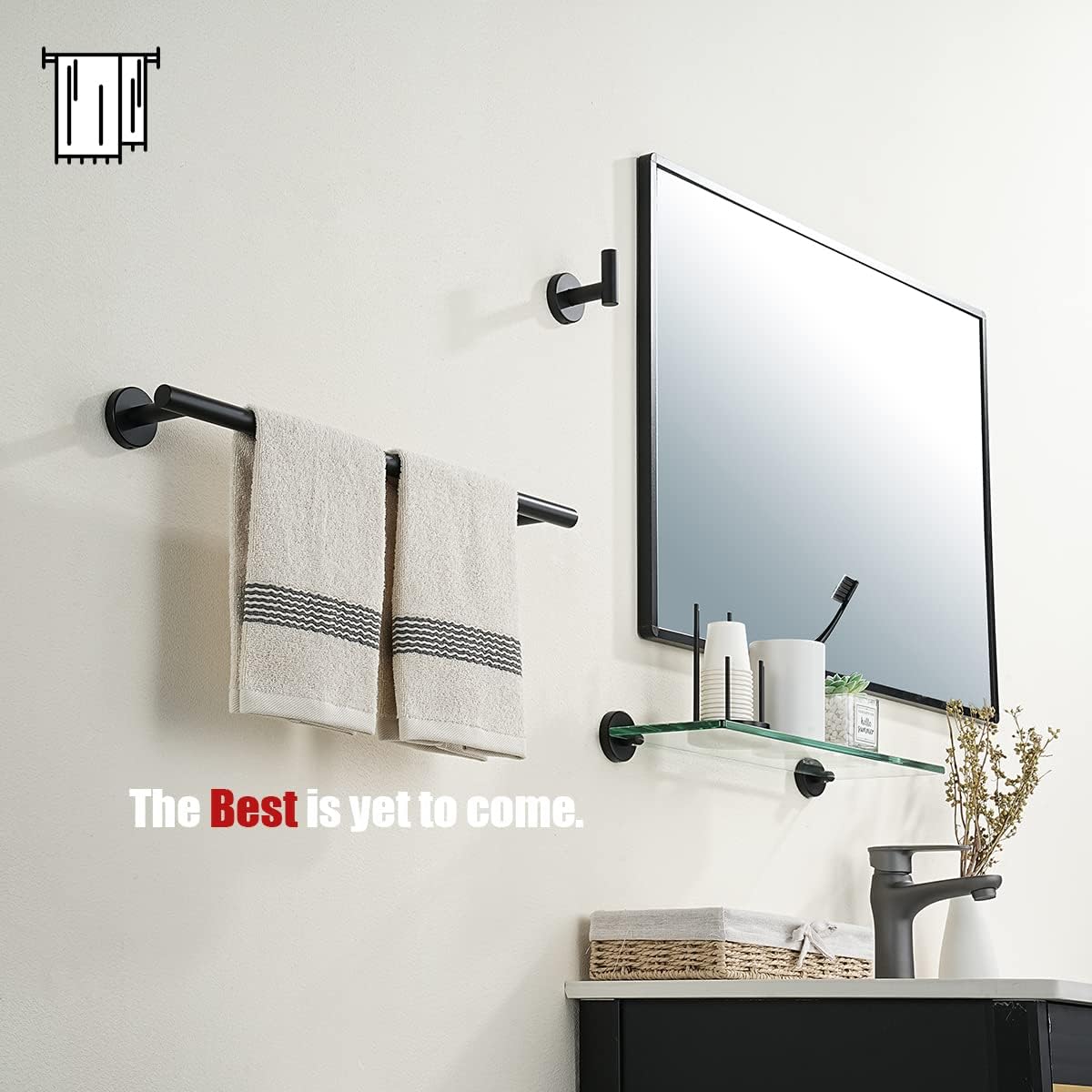 JQK Black Towel Bar, 20.5 Inch 304 Stainless Steel Thicken 0.8mm Towel Rack Bathroom, Towel Holder Matte Black Wall Mount, Useable Length 18 Inch 2 Pack, TB110L18-PB-P2