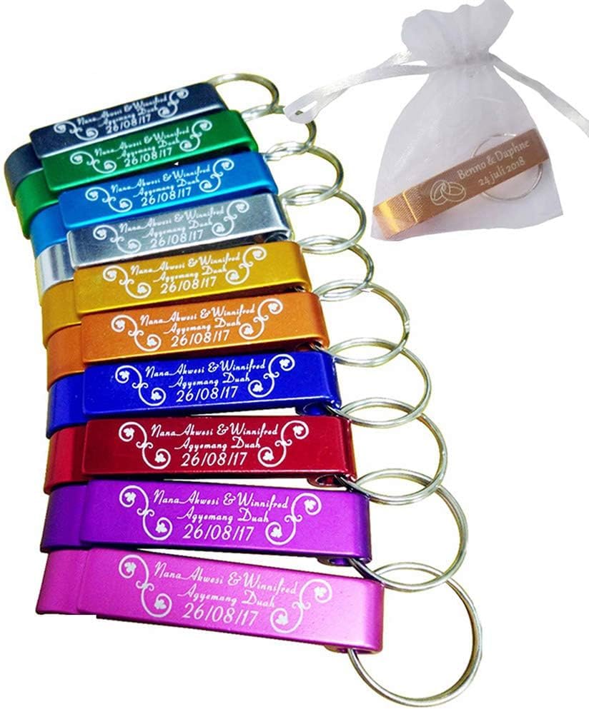 100pcs Personalized Bottle Opener With Name,Custom Bottle Opener Keychain Wedding Party Favors Birthday Business Family Reunion Favors