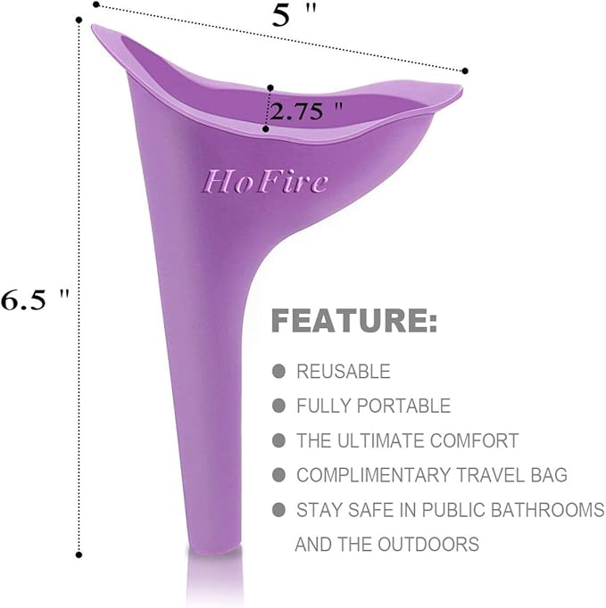 HoFire Female Urination Device-Lets You Pee Standing up-Lightweight Silicone Portable Travel Urinal Funnel Women-Perfect Camping, Traveling, Climbing, Festivals,Outdoor Activities-4 Pcs