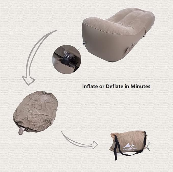 Yosogo Relax Anywhere with Our Self-Inflating Sofa - Fast Inflation, Detachable Air Pump, and Waterproof Design for Camping, Picnics, Hiking, Tent, and Home Use! (Brown)