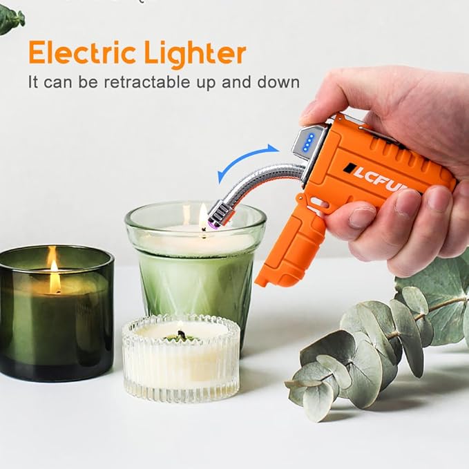 LcFun Electric Lighter USB Rechargeable Lighter Dual Arc Lighter Flexible Neck Plasma Lighter Electronic Candle Lighter Waterproof Windproof Lighters for Camping, Hiking, Survival Gear