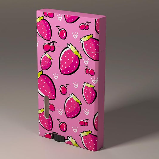 Pink Strawberry Cool Butane Torch Lighters,Refillable Adjustable Jet Flame Lighter,Windproof,Gift for Men Candles Camping BBQ (No Butane Fuel) (d5)