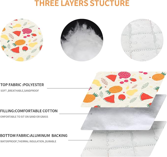 Picnic Blankets, Portable Outside Baby Blanket, 3 Layer Picnic Mat for Camping, 59"x79" Large Waterproof Sand Proof Camping Blanket, Lightweight Folding Portable Travel Blanket