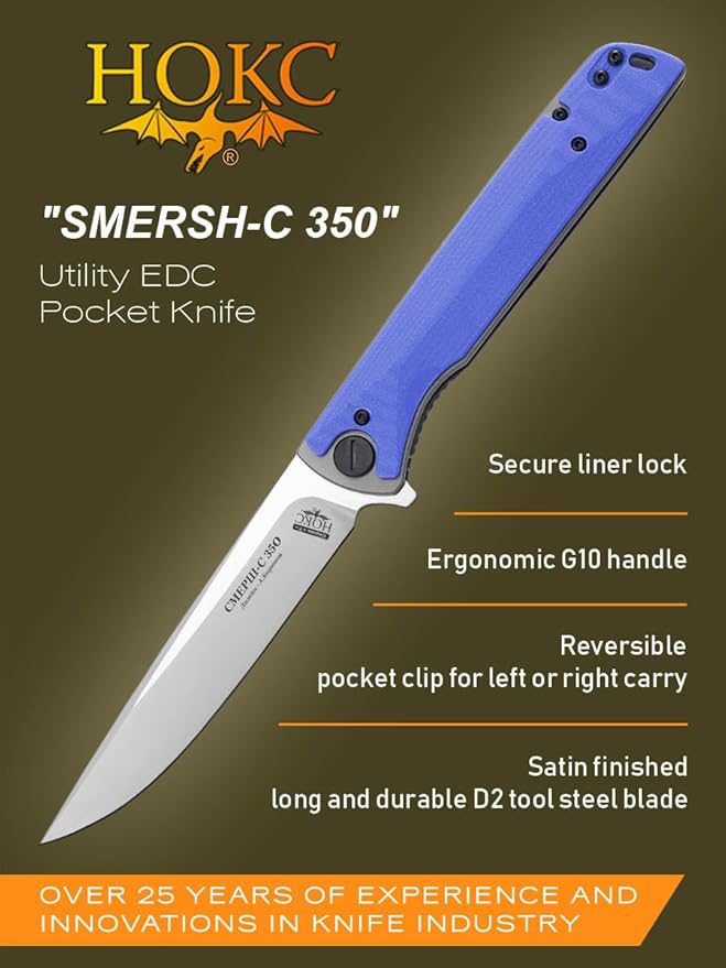 HOKC NOKS EDC camping folding knife Smersh-S | 350-100401 (Gray, Blue)