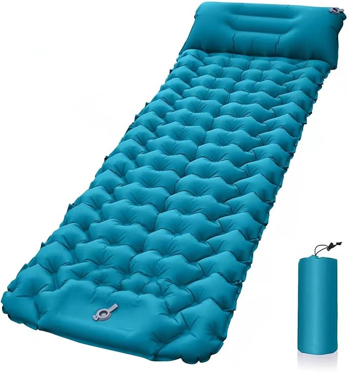 Sleeping Pad for Camping, 77"x26", Ultralight Inflatable Sleeping Mat with Built-in Foot Pump, Upgraded Durable Compact Camping Air Mattress for Camping, Backpacking, Hiking(Blue)