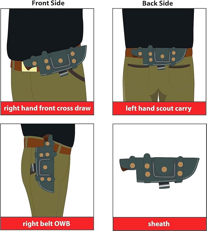 GCS Handmade Brown Leather Sheath Right from Front Vertical - Left from Back Horizontal Knife - GCS 223