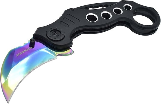 Gift for Father,Hunting Sharp Raptor Claw Knife,Spring Assisted Folding Pocket Knives(Rainbow)