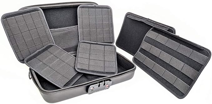 Vault Case Secure Matte LOCKING Knife Accessory Display Case, 6 Removable Panels, TSA Lock, Travel Small Folding Knife Case, Pocket Knife, Outdoor, EDC, Everyday Carry, Collectibles, Smooth Finish