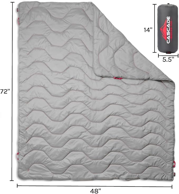 Cascade Mountain Tech Camping Blanket - Lightweight Outdoor Blanket for Camping, Picnics, Concerts, and Travel - 72" x 48"