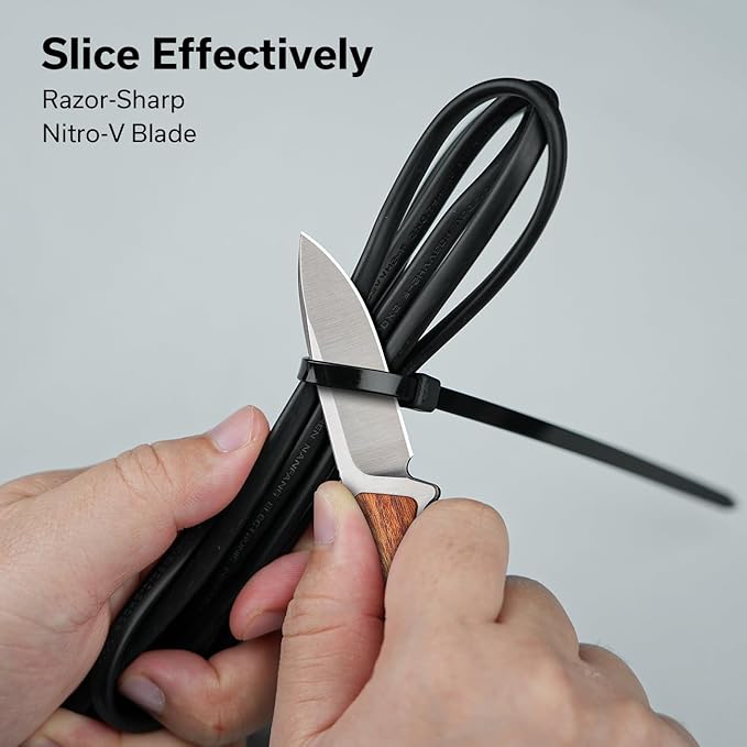 CIVIVI Mini Elementum Fixed Blade Knife with a Kydex Sheath and a Chain for EDC Neck Carry, Small Skeletonized Full Tang Knife with 2.24" Nitro-V Blade Wood Handle C23010-4