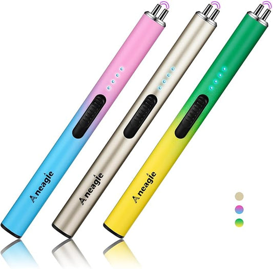 Electric Candle Lighter Upgraded USB Type-C Rechargeable Candle Lighter Windproof Flameless Plasma and LED Battery Display Arc Safety Candle Lighter for Candle Grill Camping