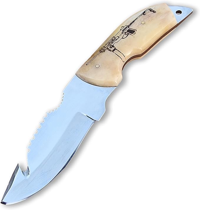 Handmad Stainless Steel Hunting Skinner Knife With Camel Bone Handle For Hunting & Outdoor Purpose '