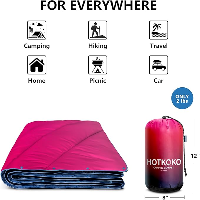 Camping Blanket,Packable Down Alternative Puffy Printed Camping Blanket Lightweight Outdoor Blanket for Camping,Traveling, Stadium, Hiking, Picnics
