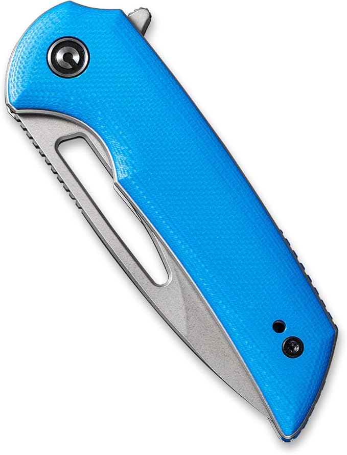 CIVIVI Odium Small Folding Knife –2.65" Stonewashed D2 blade, G10 Handle, Ball Bearings Pivot, Flipper Opening Knife with Reversible Deep Carry Clip C2010C (Blue)