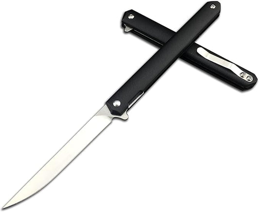 HUAAO 7.95’’ Slim Pocket Knife with Clip, Liner Lock, ceo Knife Gentleman Knife for Men Women, Flip Knife Slim Folding Knife for EDC Outdoor Camping Hiking