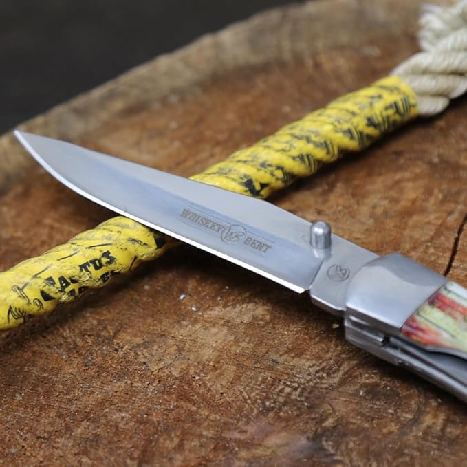 WHISKEY BENT HAT CO. Locking Trapper Folding Pocket Knife 4.125" Closed Length 440C Stainless Steel Blades (Patriot - Plain Edge)