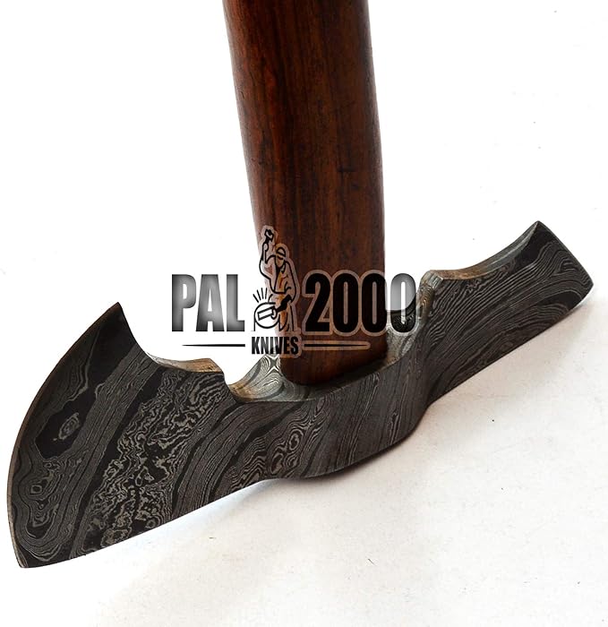 AX-9810 Custom Handmade Viking Hatchet Axe Damascus Steel Bearded Axe Camping Tomahawk Battle Axe with Sheath