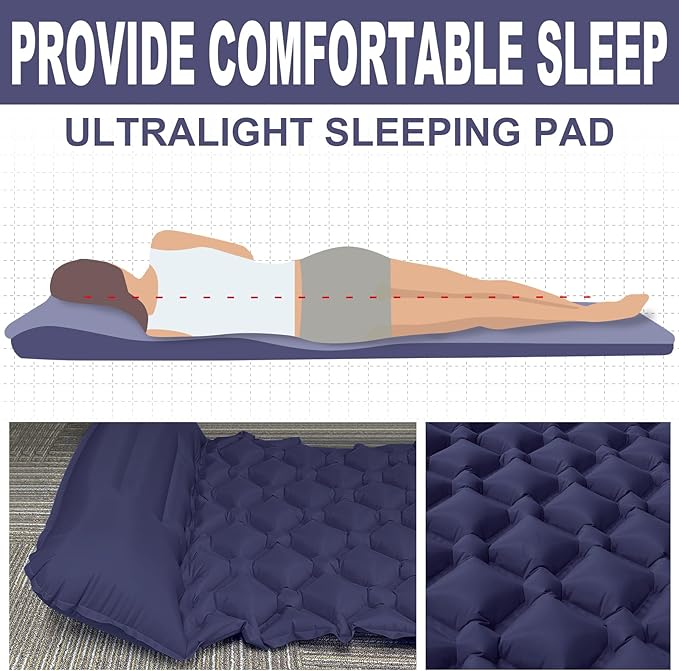 Self Inflating Sleeping Mat for Camping 75"x22" Sleeping Pad with Built-in Pump Lightweight Compact Waterproof Air Mattress for Traveling,Trekking, Hiking, Tent, Single/Adult Camping Gear