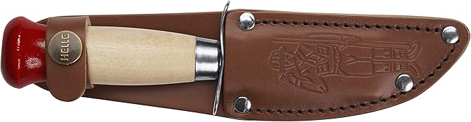 HELLE Knives - Speider Pike (Girl) - Fixed Blades - Stick Tang - Beginner, Scout, Learning - 12C27 Stainless Steel - Leather Sheath - Made in Norway