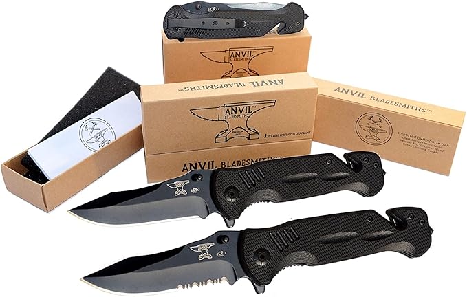 BULLSHARK 8CR13 - Folding Pocket Knife - Serrated Blade Black Assisted Open