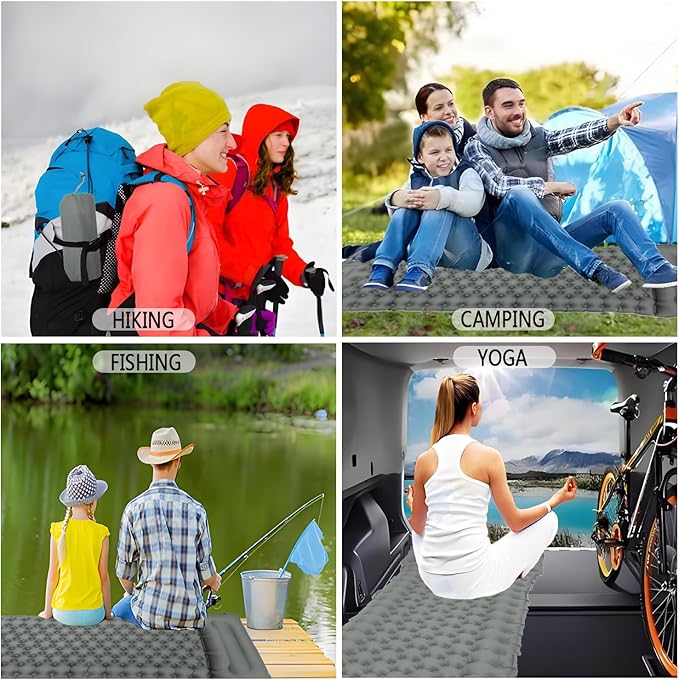 Sleeping Pad Ultralight Inflatable Camping Sleeping Pad with Pillow,Built-in Foot Pump,Lightweight Camping Mattress,Thick 4" Sleeping Mat for Camping Backpacking Hiking (Green, Single)