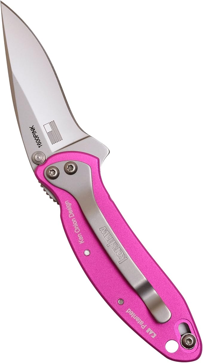 Kershaw Chive Pink Pocket Knife, 1.9" 420HC Steel Blade, 410 Stainless Steel Handle, Assisted Opening with Flipper, Small EDC
