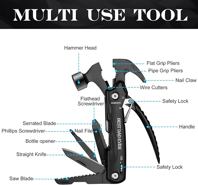Birthday Gifts For Dad-Fathers Day BEST Gifts For Dad Best Dad Ever Gifts from Daughter Son Wife Happy Who Wants Nothing Personalized Gifts for Men Present for PaPa StepDad Him Multitool