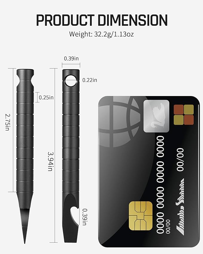 TISUR Titanium EDC Pry Bar, Keychain Prybar Multitool With Bottle Opener, 6 in 1 Portable Pocket Mini Crowbar Tool (Black)