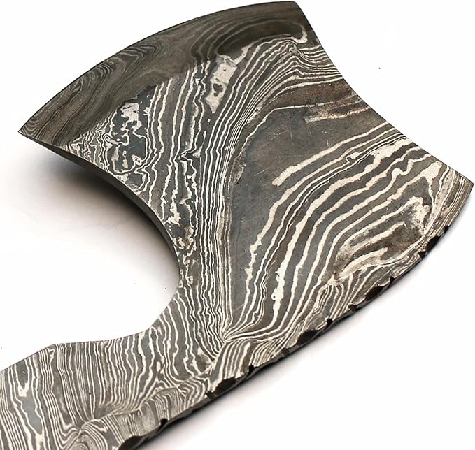 AX-8950 Custom Handmade Viking Hatchet Axe Damascus Steel Bearded Axe Camping Tomahawk Battle Axe with Leather Sheath