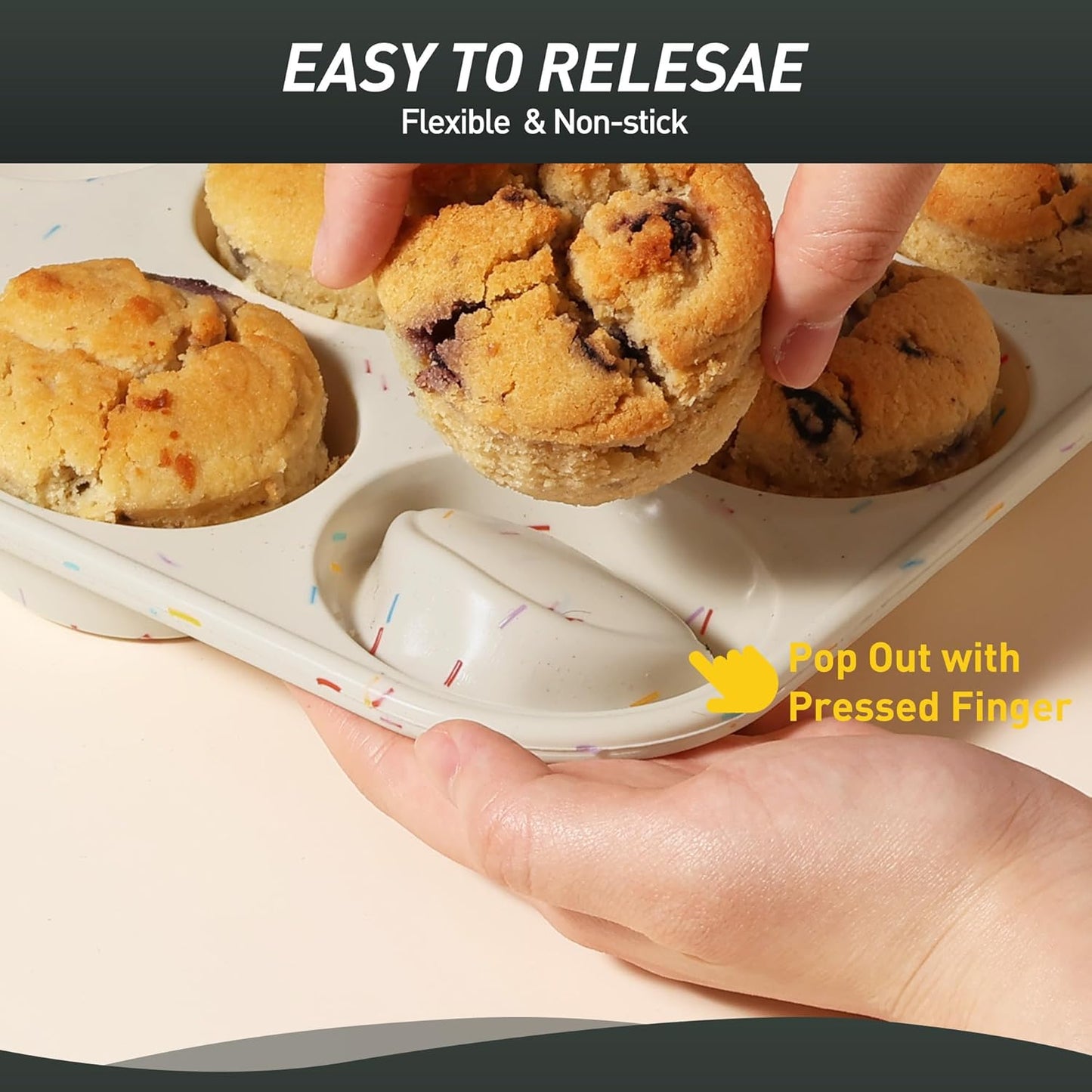 2 Pack 24 Cups Silicone Mini Muffin Pan with Metal Reinforced Frame Silicone Molds Cupcake Cake Baking Cheesecake Pans Cookie Baking Chocoflan Cupcake Mold Mini Bundt Cake Pan Women Gift