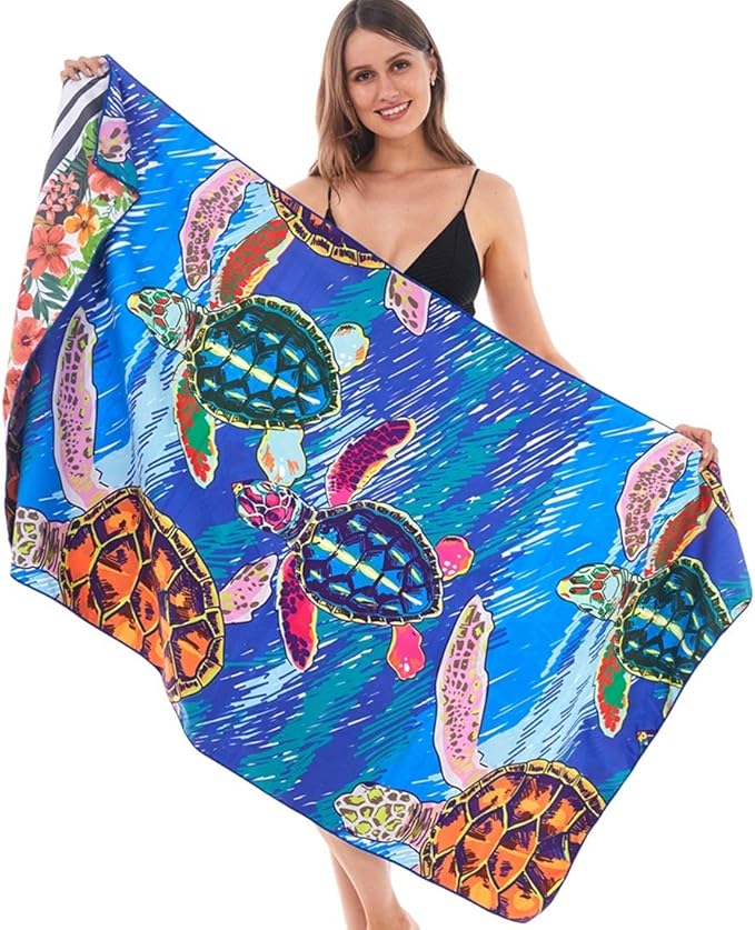 HAOKUN Microfiber Sand Free Beach Towel Blanket-Quick Fast Dry Super Absorbent Lightweight Thin Towel for Travel Pool Swimming Bath Camping Yoga Gym Sports Idea … (Turtle)