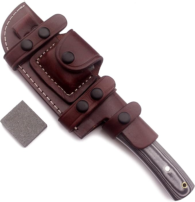 GCS Handmade Micarta Handle D2 Tool Steel Tactical Hunting Knife with leather sheath Full tang blade designed for Hunting & EDC GCS 192