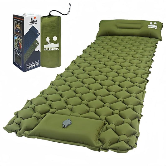 Sleeping Pad for Camping, 79" x 27" Comfort Inflatable Camping Mattress with Pillow, Lightweight Sleeping Mat for Outdoor, Backpacking, Hiking